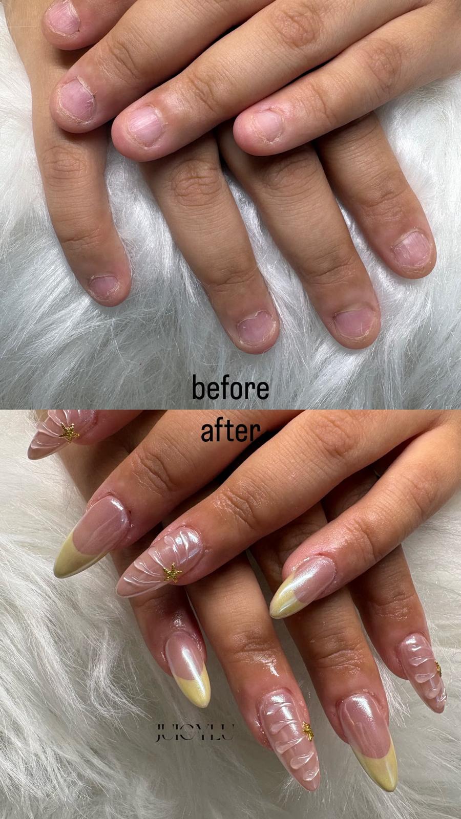 Vorher-Nachher Nagelmodellage von JuicyLuNails